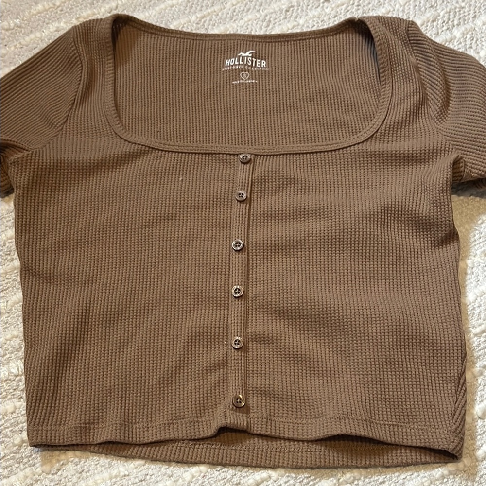 Hollister Brown Button-Up Top